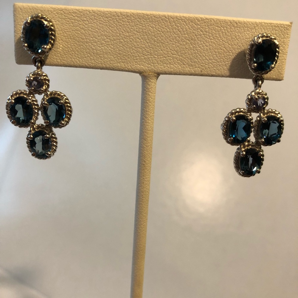London Blue Topaz & Iolite Earrings 7.55 ctw